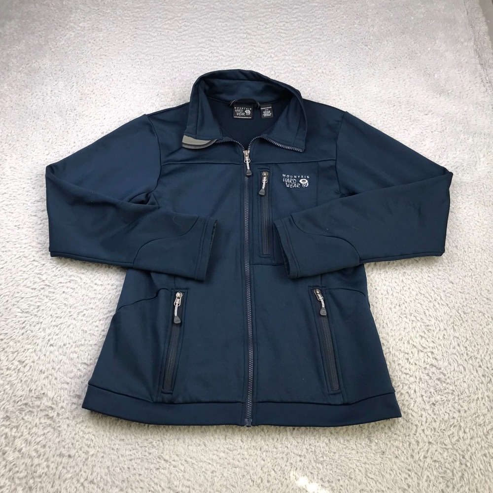Mountain Hardwear Jacket Womens M Blue Softshell Fleece Lined Full Zip Coat